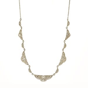 Collier Vintage or blanc avec diamants