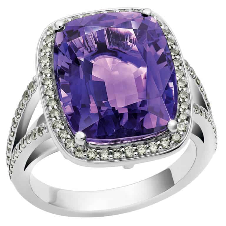 Lionel Meylan Créations - Ring set with an amethyst and demantoid garnets