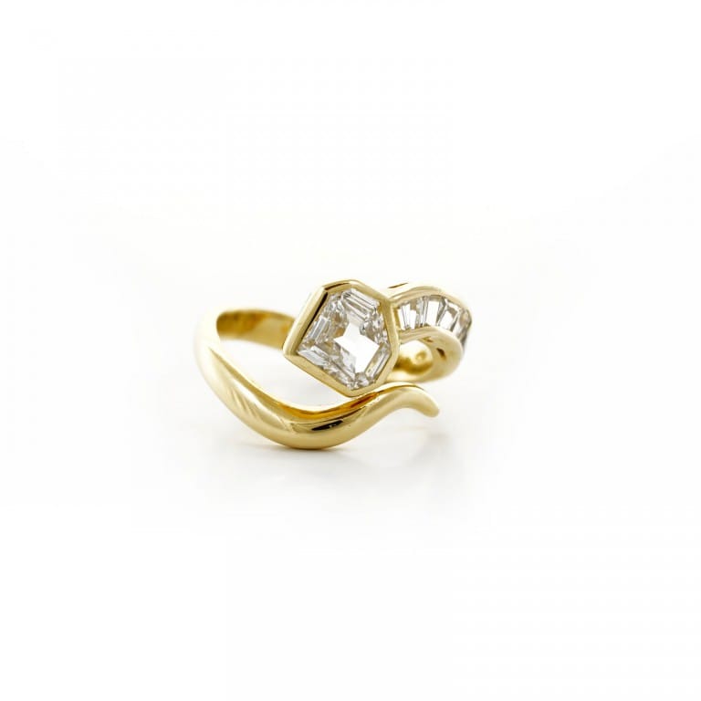 Bijoux Vintage - Vintage Bague en or jaune 750 forme serpent
