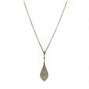 Collier Vintage or blanc 750