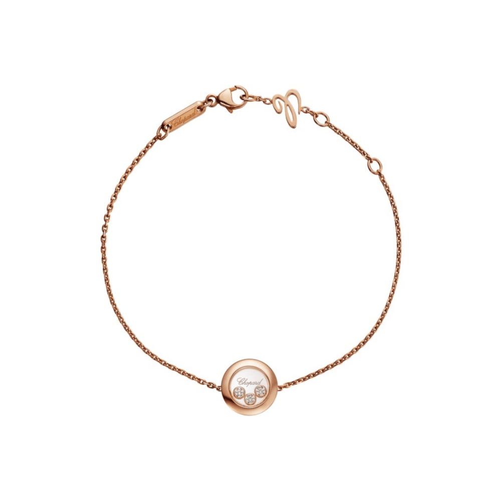 Happy Diamonds bracelet en or rose avec pendentif rond