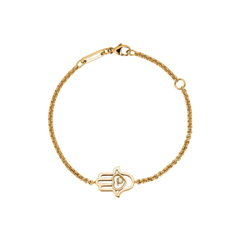 Chopard - Happy Diamonds bracelet in pink gold with hand of Fatma and a moving diamond