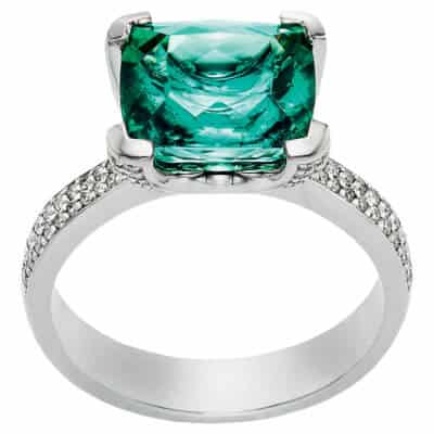 Bague tourmaline bleu vert