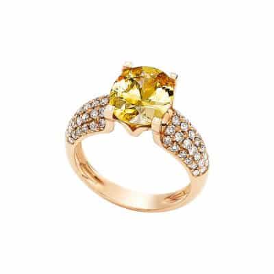 Bague zircon jaune