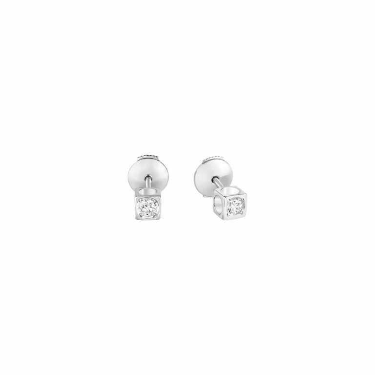 Dinh Van - Boucles d’oreilles Le Cube Diamant petit modèle or blanc et diamants