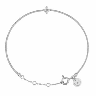 Mouse grey cord bracelet and diamond clover