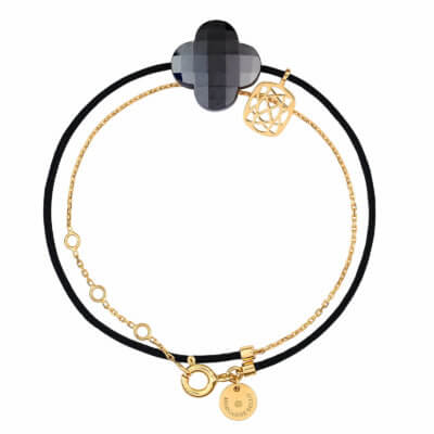 Cordon, yellow gold and hematite bracelet