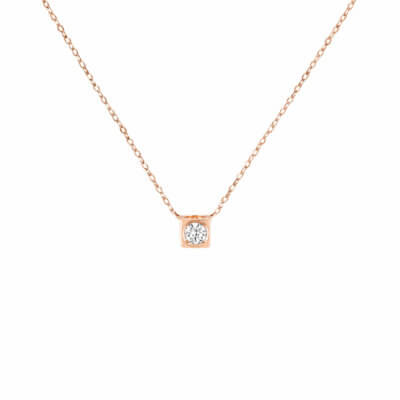 Collier Le Cube Diamant moyen modèle or rose et diamant