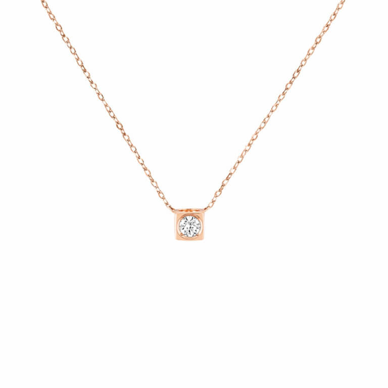 Dinh Van - Le Cube Diamant necklace pink gold and diamond