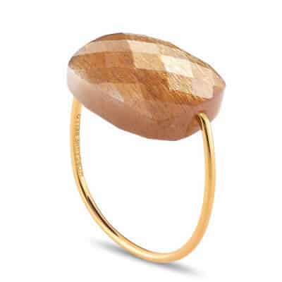Friandise Oversize Bague or jaune coussin pierre de soleil