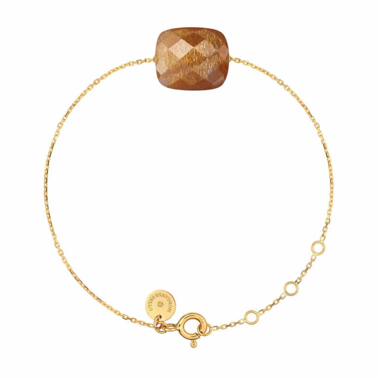 Morganne Bello - Yellow gold bracelet with oversized sunstone cushion