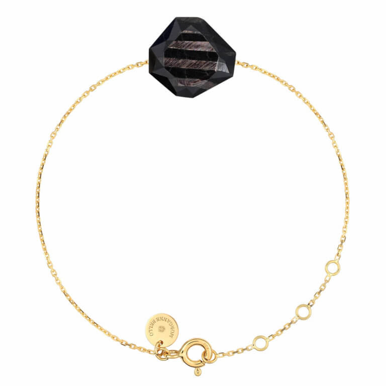 Morganne Bello - Gem-Gem yellow gold bracelet with a Hiperstein moonstone raw shape