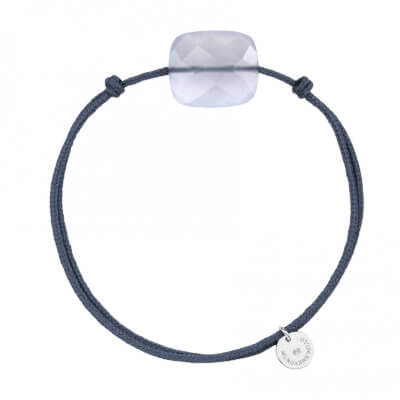 Friandise Oversize blue cord bracelet and jeans with chalcedony