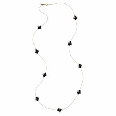 Friandise trèfle necklace 90cm in yellow gold with 9 clovers hematite