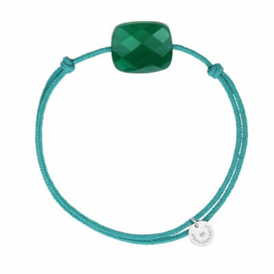 Friandise Oversize turquoise cord bracelet and cushion with green agate