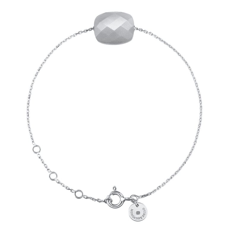 Morganne Bello - Cushion treat bracelet in 750 white gold with a moonstone