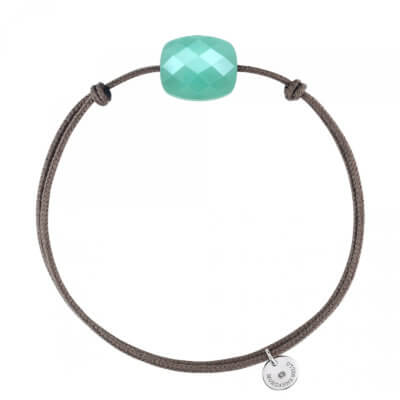 Treat pillow Bracelet with taupe cord and an Amazonite