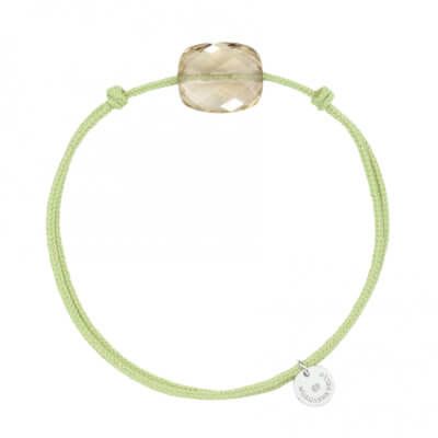NEW Treat pillow bracelet on light green cord with a citrine