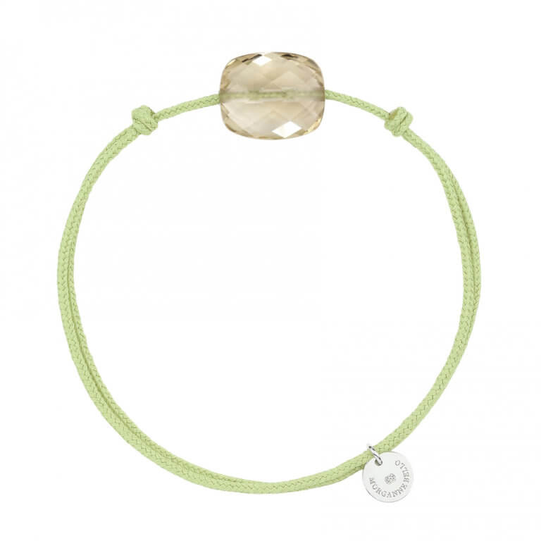 Morganne Bello - NEW Treat pillow bracelet on light green cord with a citrine