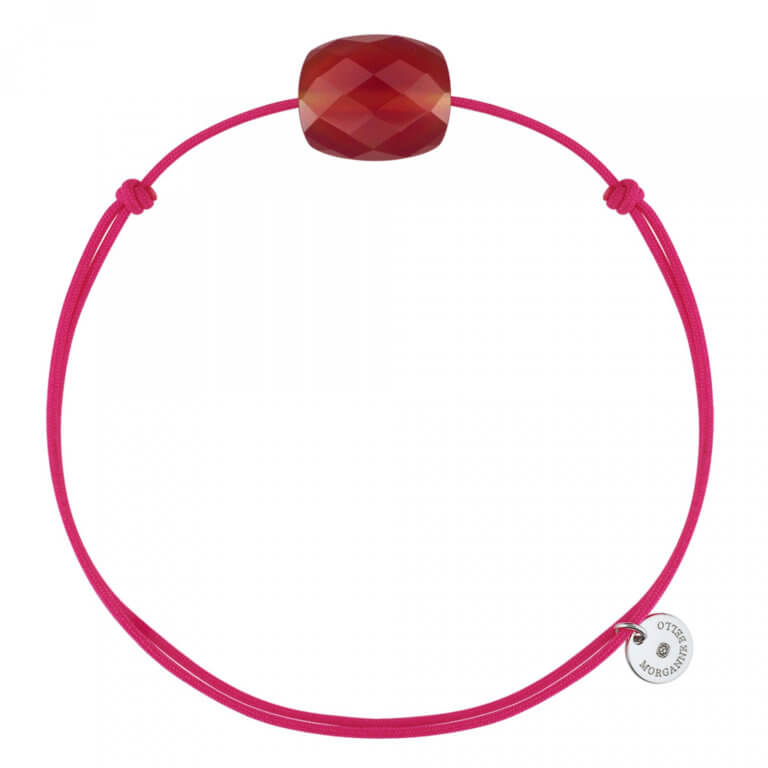 Morganne Bello - Neon candy neon pink cord bracelet with a red cushion quartz