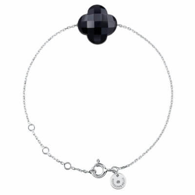 Clover candy bracelet in white gold with Onyx stone