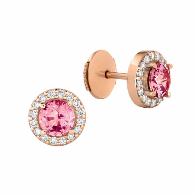 Lionel Meylan Créations - Ear studs set with Malaya garnets and diamonds