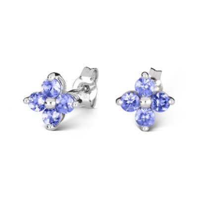 Ophelia white gold ear studs with tanzanites