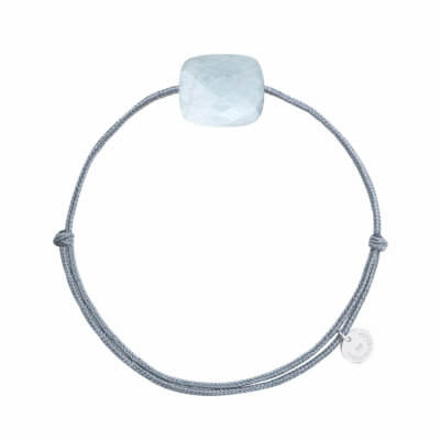 Friandise Oversize, bracelet cordon gris claire avec un coussin oeil de chat gris