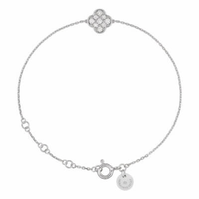 Precious Gardens, white gold bracelet, clover pattern set with diamonds