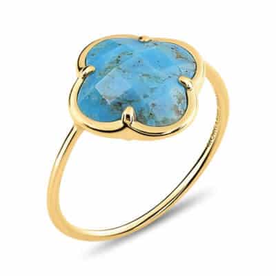Victoria Bague Corset en or jaune avec une turquoise