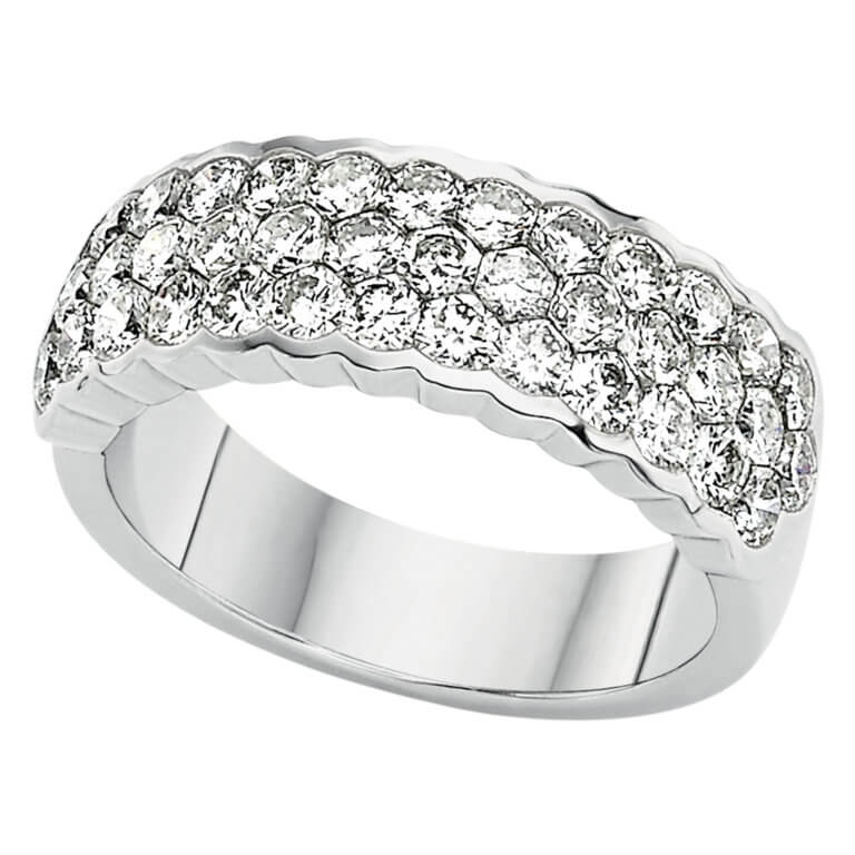 Lionel Meylan Créations - Bague en or blanc 3 rangs