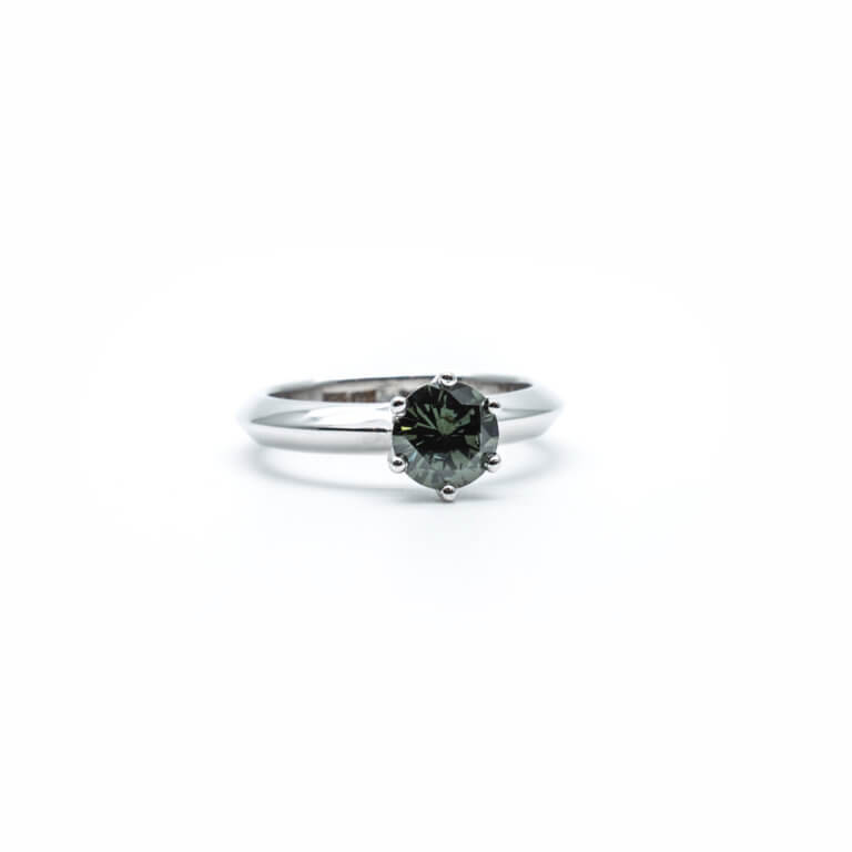Lionel Meylan Créations - Solitaire or blanc avec diamant vert