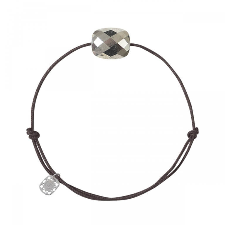 Morganne Bello - Friandise Bracelet sur cordon chocolat avec coussin Pyrite