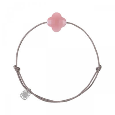 Friandise bracelet cordon avec trèfle quartz guava