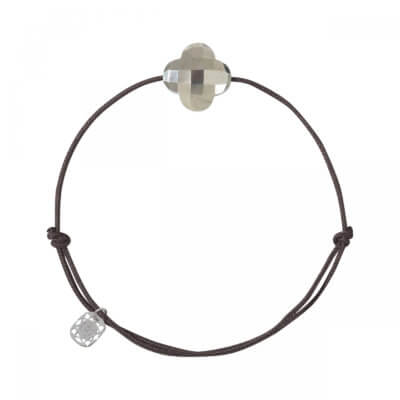 Friandise bracelet sur cordon chocolat avec trèfle Pyrite