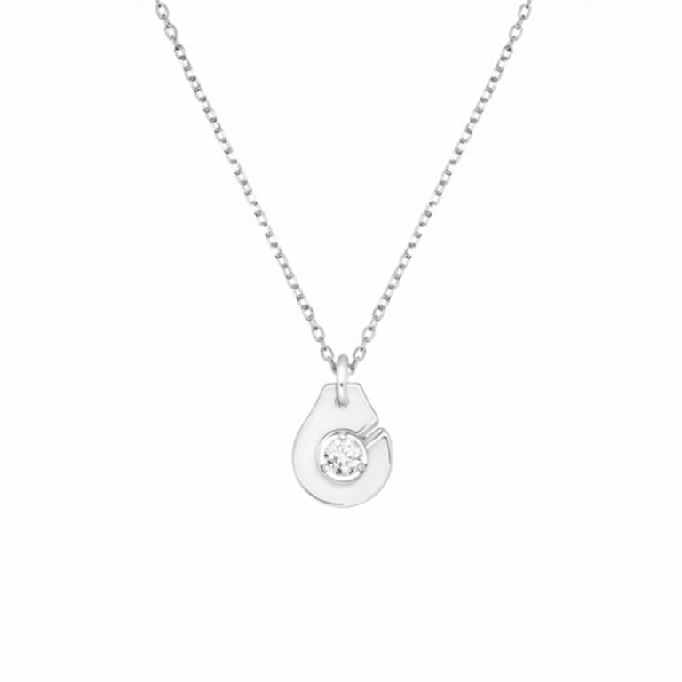 Dinh Van - Collier menottes R8 or blanc serti d’un diamant
