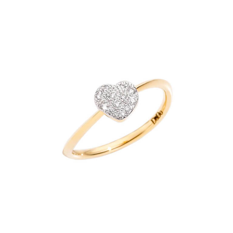 Dodo - Amour bague mini modèle en or jaune 750 avec motif coeur serti de diamants