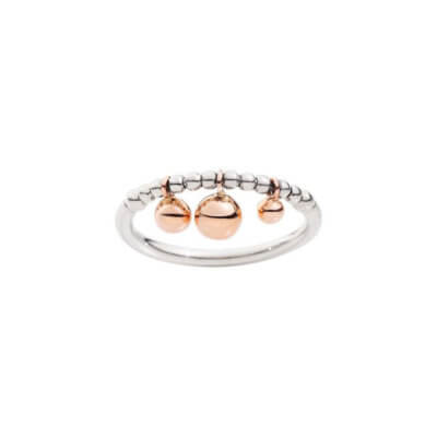 Bollicine Silver ring with 375 rose gold spheres