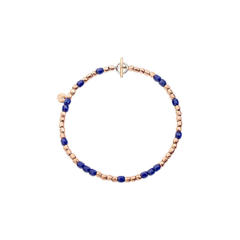 Dodo - Granelli mini bracelet in 750 pink gold and blue ceramic