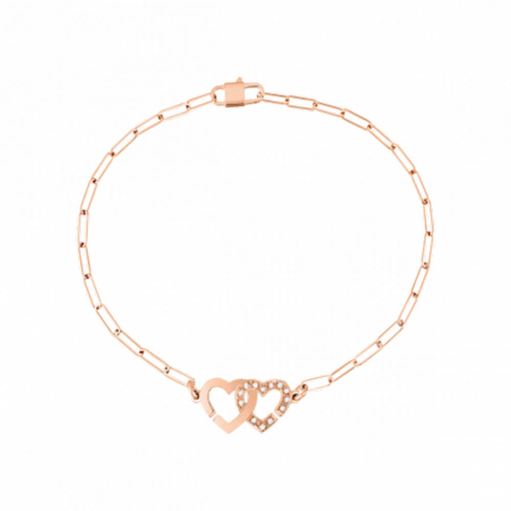 Double coeurs bracelet sur chaine