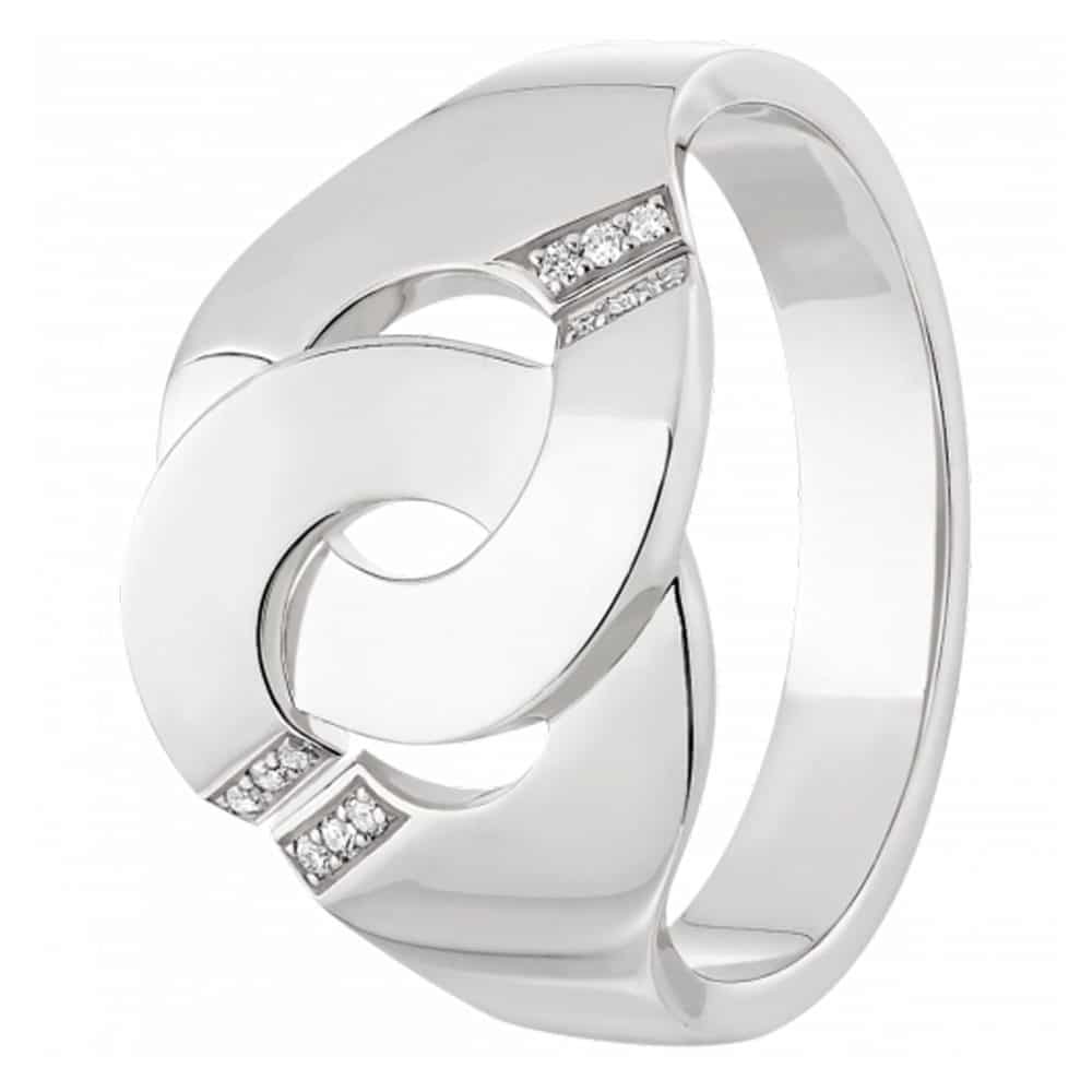 Menottes bague en or blanc sertie de diamants