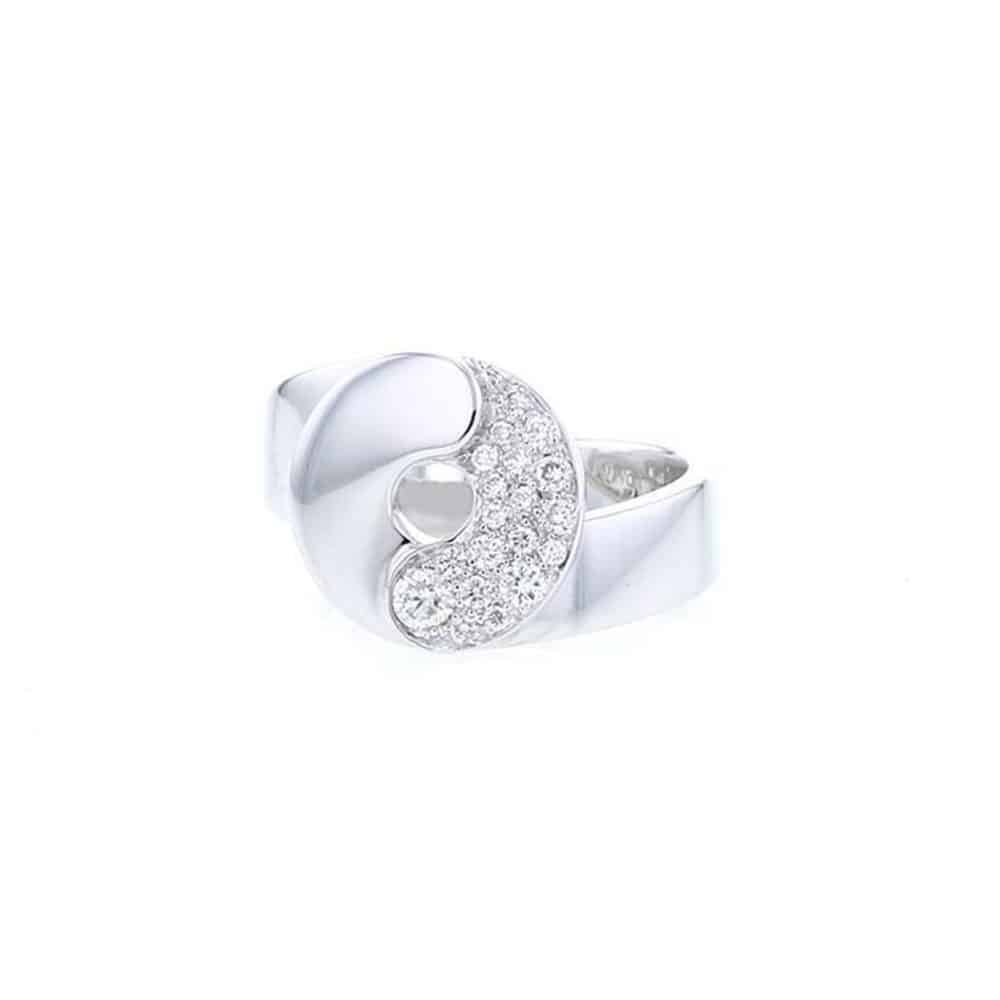 Double sens bague en or blanc sertie de diamants