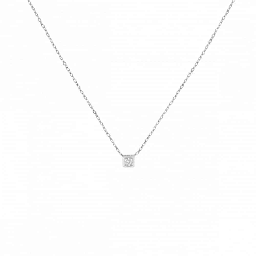 Le Cube diamant collier en or blanc