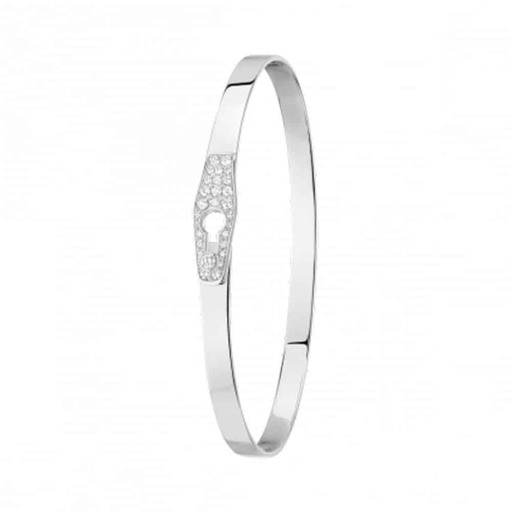 Serrure bracelet rigide en r blanc fermoir serti de diamants