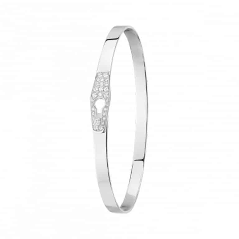 Dinh Van - Serrure bracelet rigide en r blanc fermoir serti de diamants