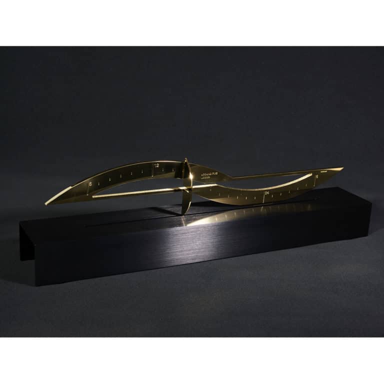 Around Five - Sculpture of Time in polished natural brass