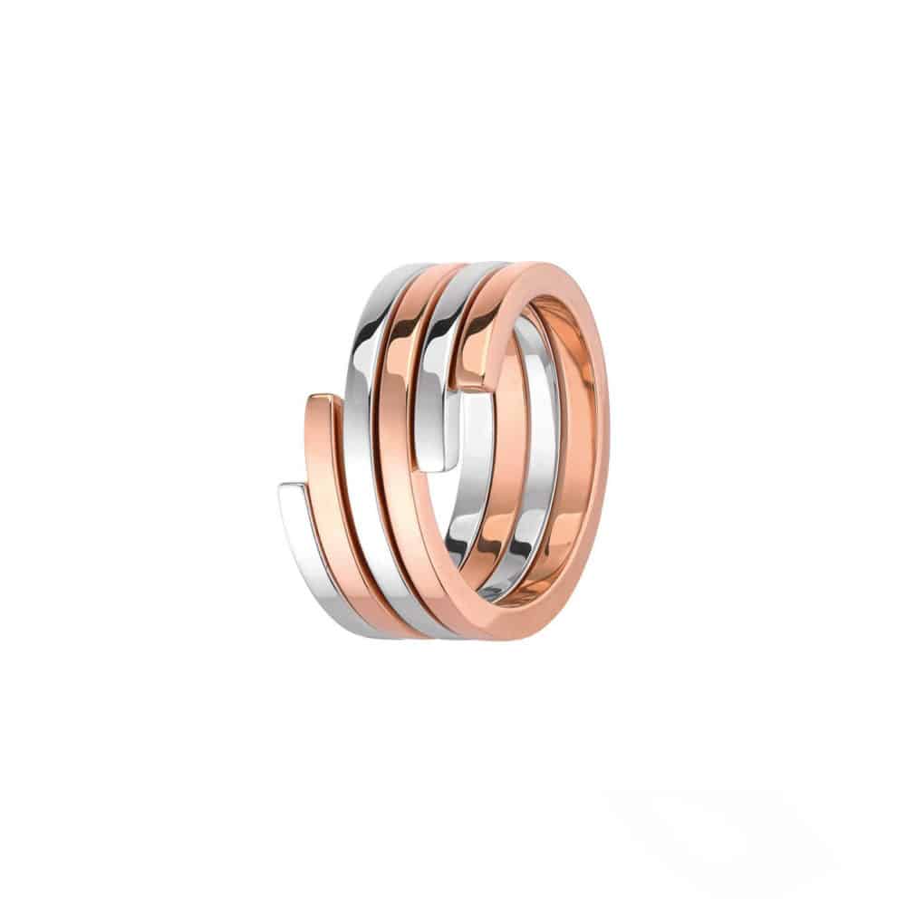 Bague spiral en argent et or rose