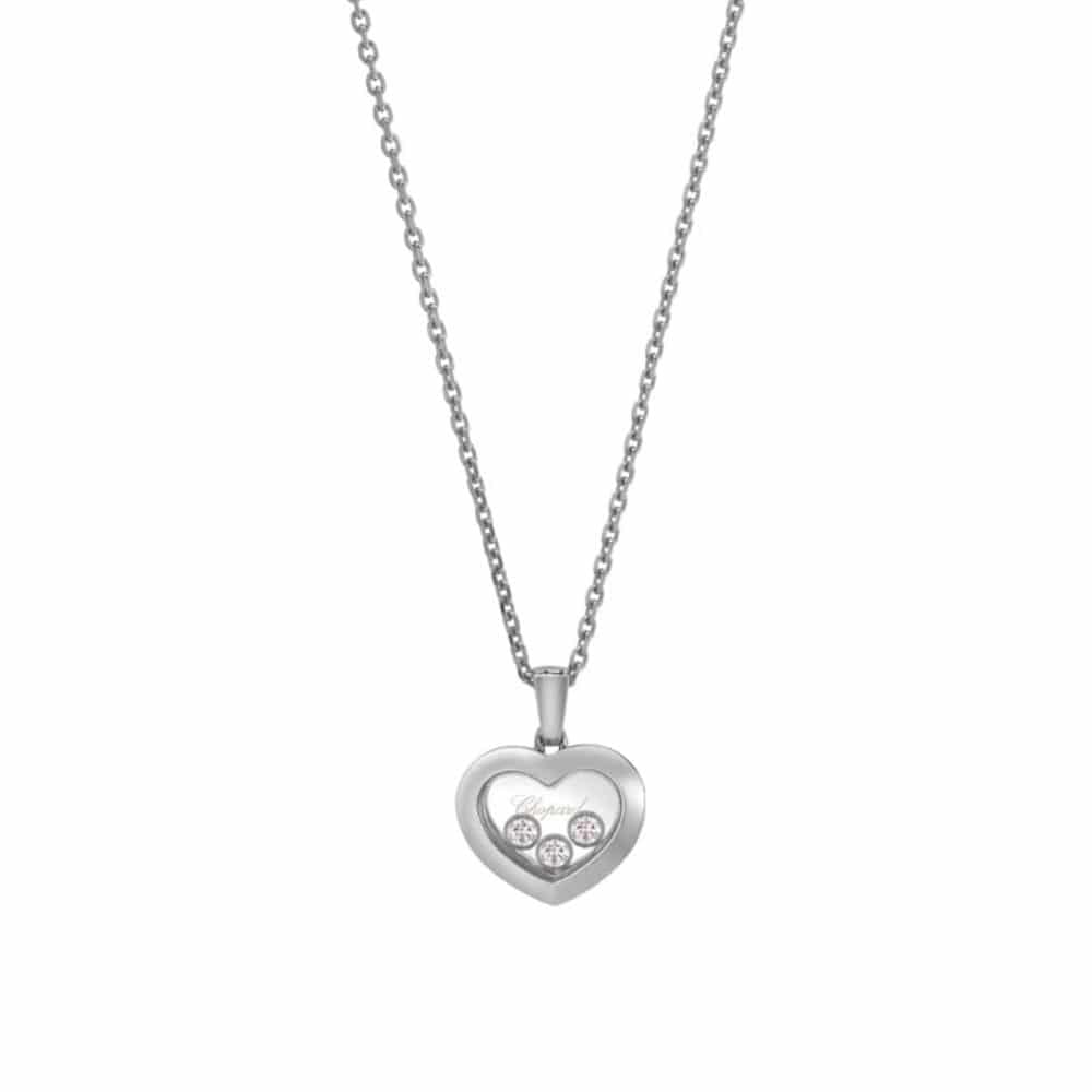 Happy Diamonds collier en or blanc 750 avec pendentif coeur