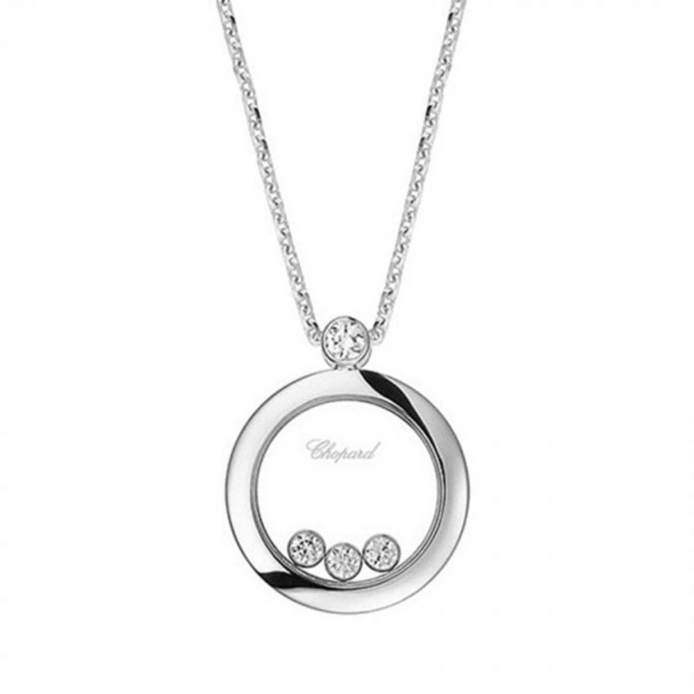Happy Diamonds White gold necklace with round pendant