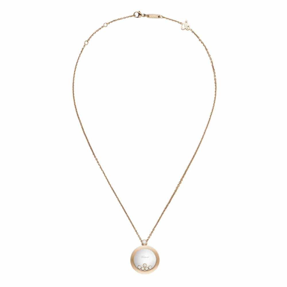 Happy Diamonds collier en or rose avec pendentif de forme ronde